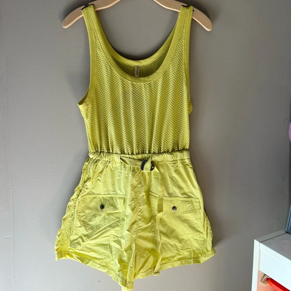 NWOT Free People Pacific Coast Hike Onsie Romper Lime Green Size Xsmall
